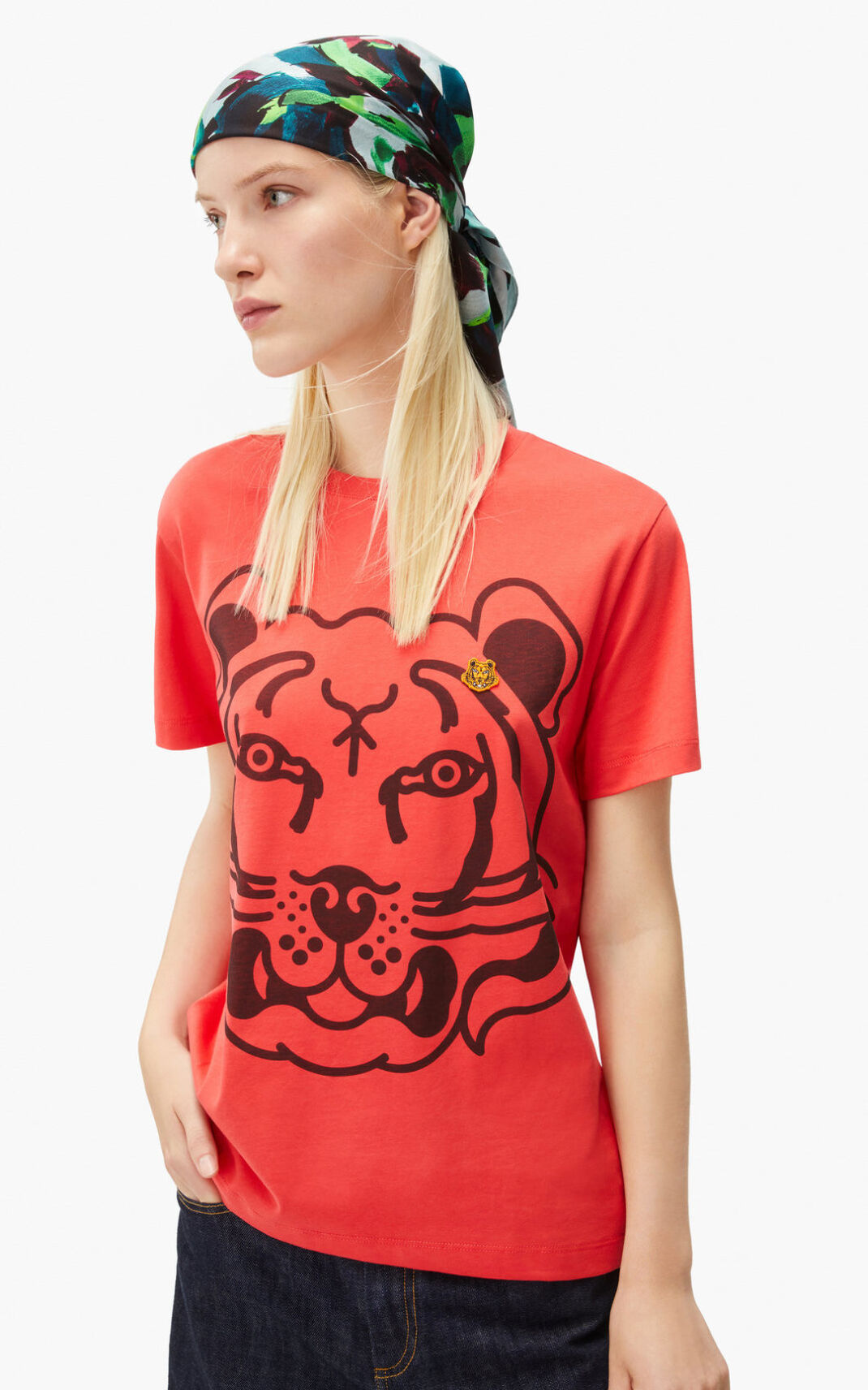 Kenzo K Tiger loose fitting T-shirts Dame - Rød DK-104189